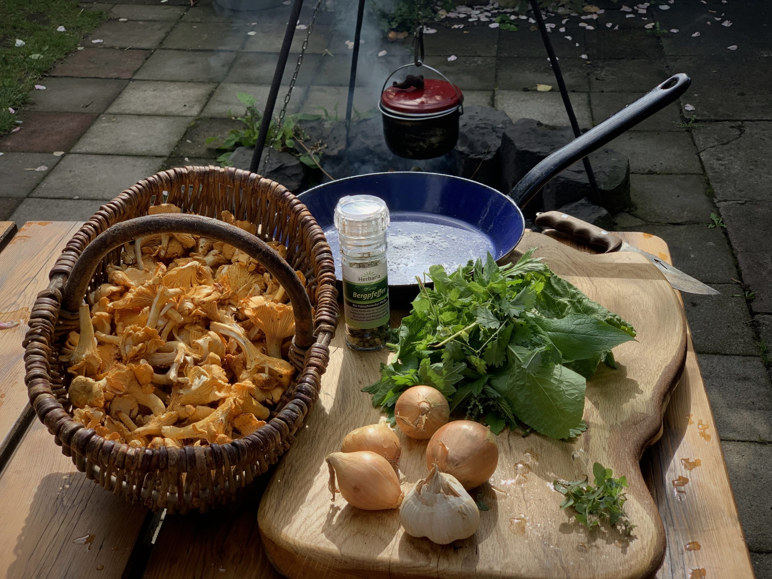 Wildkräuter-Kartoffelstampf mit Pfifferlingspfanne. – Wildes Zeug Wildkräuter-Kartoffelstampf mit Pfifferlingspfanne. – Wildes Zeug